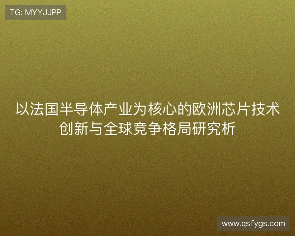 以法国半导体产业为核心的欧洲芯片技术创新与全球竞争格局研究析 以法国半导体产业为核心的欧洲芯片技术创新与全球竞争格局研究析